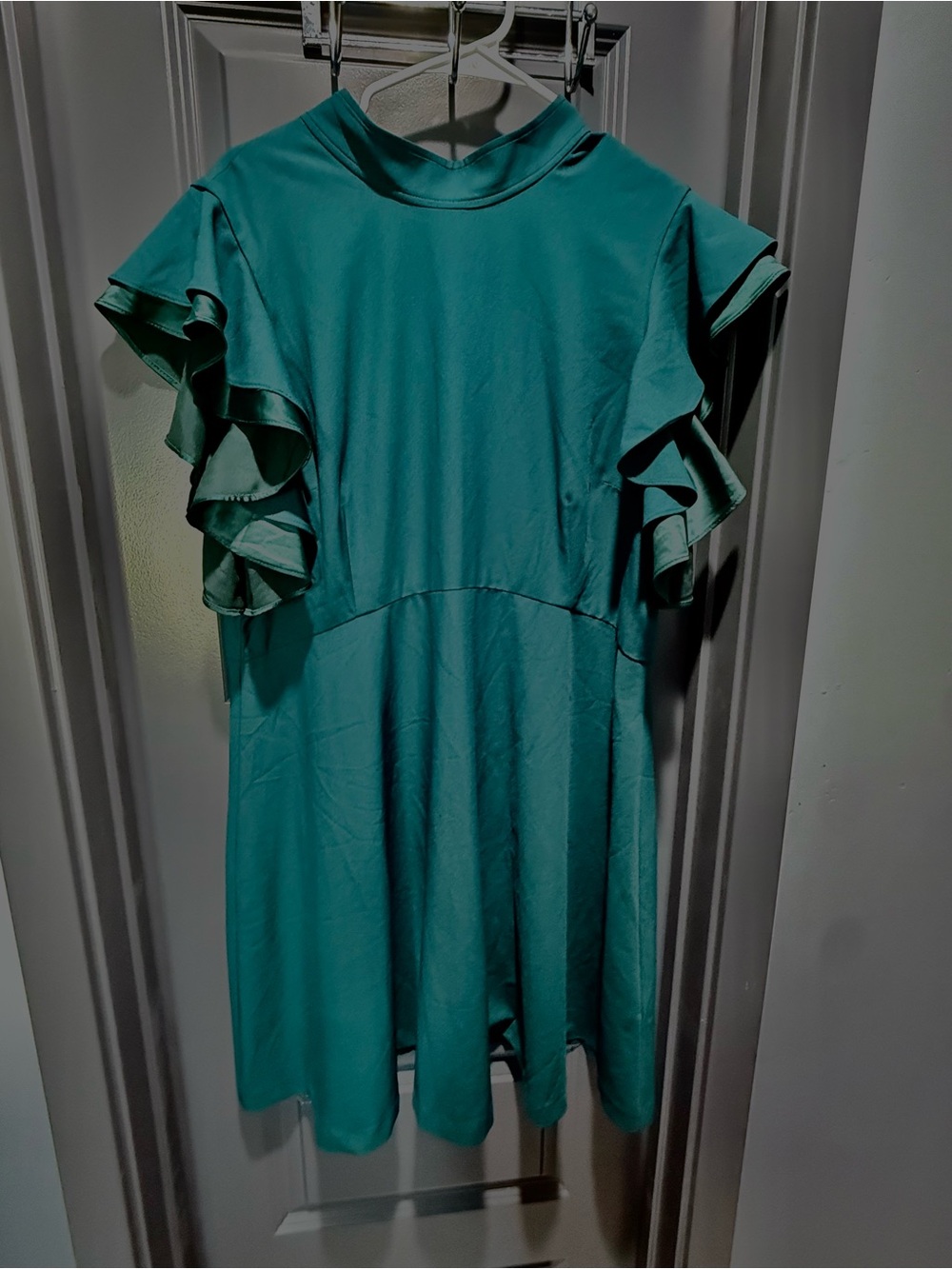 Chelsea28 Teal Ruffle-Sleeve Midi Dress